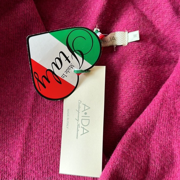 New a ida made in Italy pink and tan knit open cardigan sweater medium - Picture 3 of 6